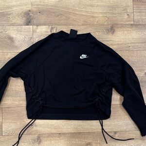 Nike Women's Black Cropped Hoodie with Side Ties small S
